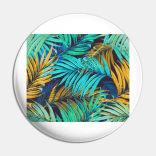 Vintage Palm Leaves acqua and yellow Pin