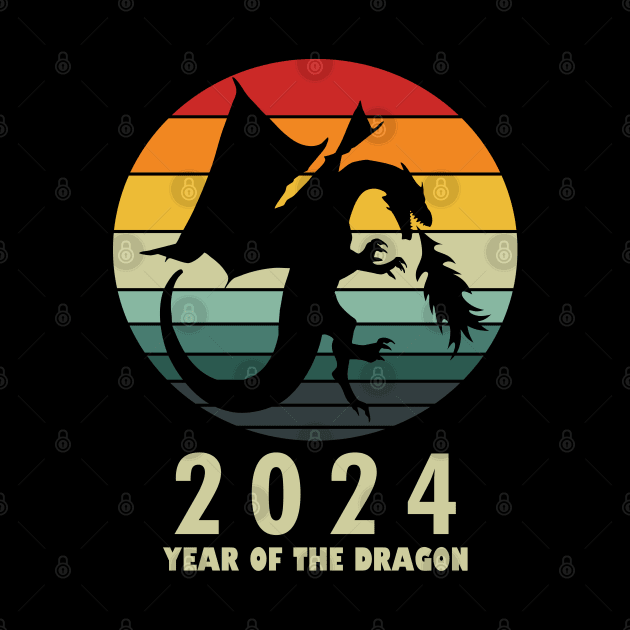 New Year 2024 Year Of The Dragon Retro Vintage Lunar New Year by BoggsNicolas