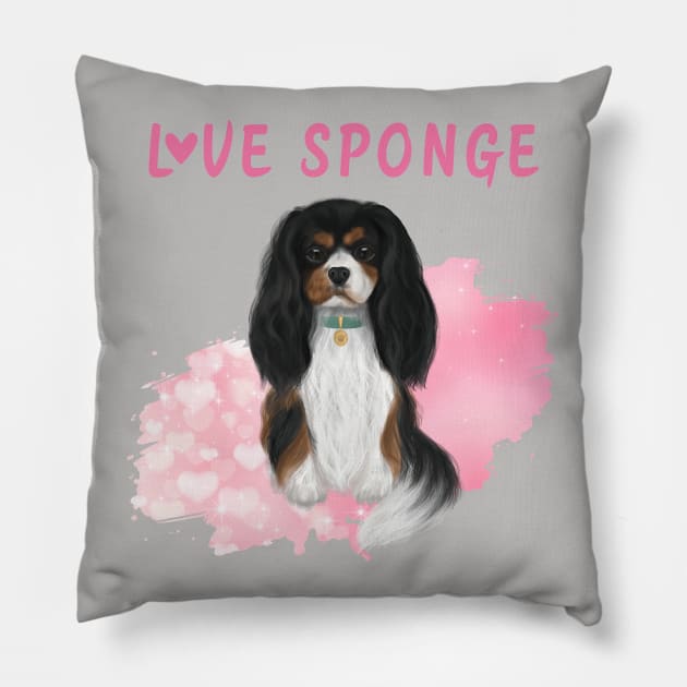 Tri-Colored Cavalier King Charles Spaniel Love Sponge Pillow by Cavalier Gifts