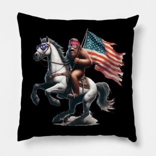Funny Bigfoot Sasquatch USA Patriotic Horse Riding Pillow