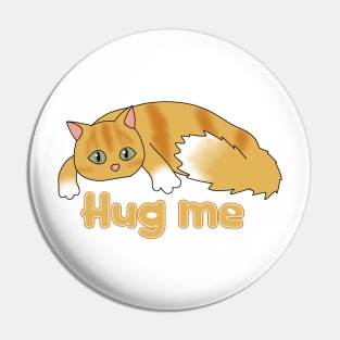 Hug me (fluffy orange cat) Pin