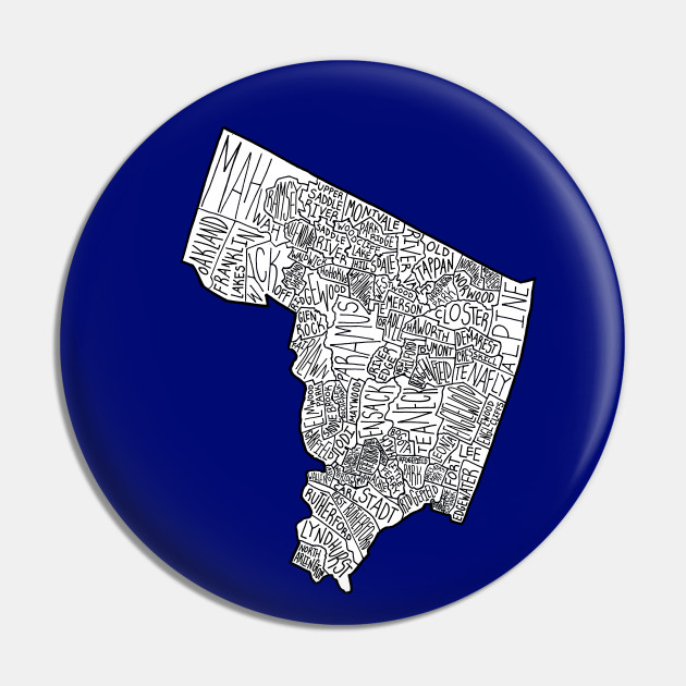 Map Of Bergen County Nj Bergen Pin Teepublic