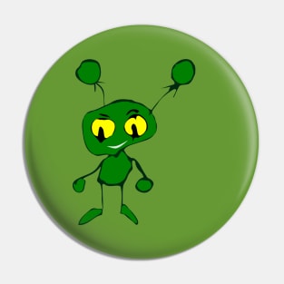 Green little alien monster Pin