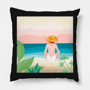 Summer vibes a day at the beach Pillow