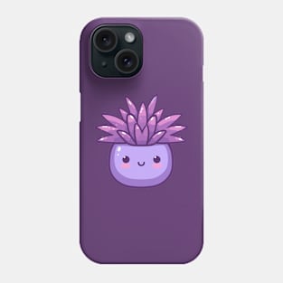 Cute Purple Succulent in a Pot | Kawaii Plant Design with a Smiley | Kawaii Art Phone Case