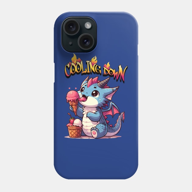 Cute dragon cooling down with ice cream Phone Case by BrisaArtPrints