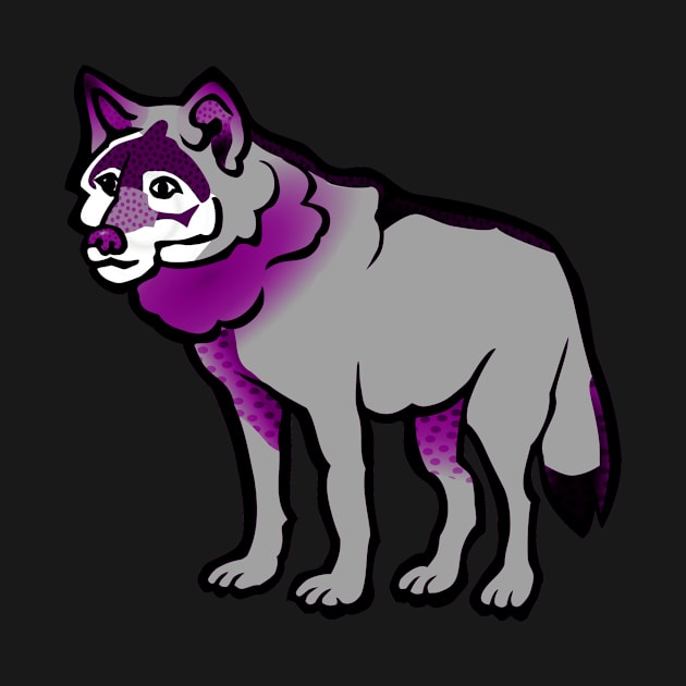 Asexual Pride Cartoon Wolf Design by VernenInk