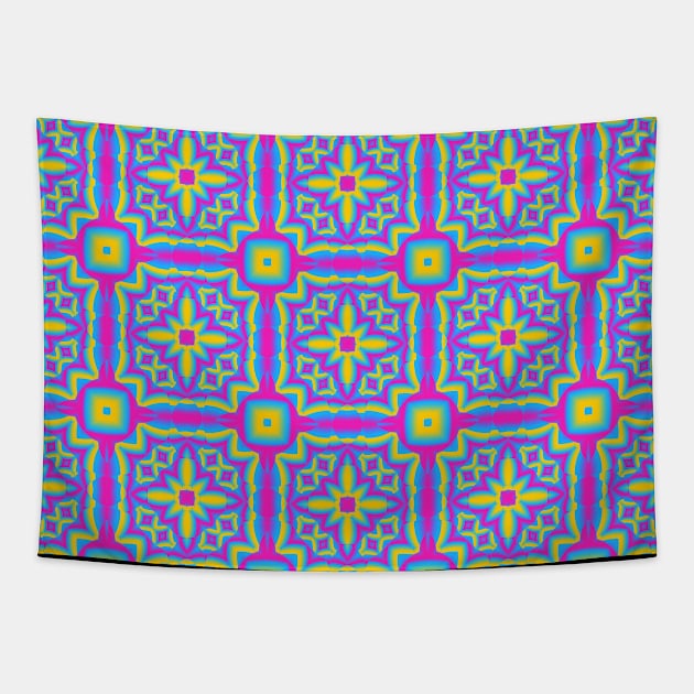 Pan Pride Starbursts and Squares Pattern Tapestry by VernenInk