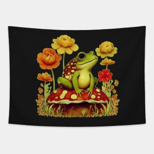 vintage charming boho wildflowers frog cottagecore Tapestry
