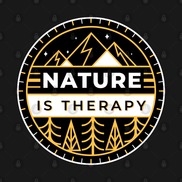 Nature Is Therapy Forest Mountain Logo by melaniepetersonart