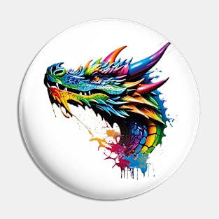 Dragon Head Dripping Rainbow Graffiti Pin