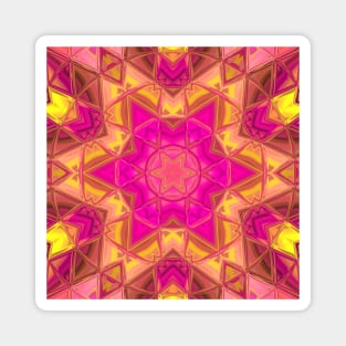 Mosaic Kaleidoscope Flower Pink and Yellow Magnet
