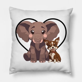 Elephant and Dog Friends Pillow