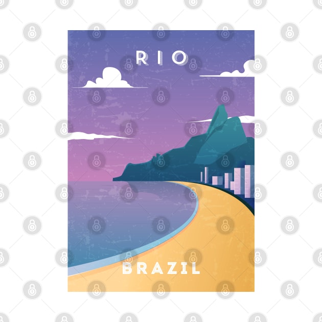 Rio/Rio de Janeiro, Brazil - Retro travel minimalist poster by GreekTavern