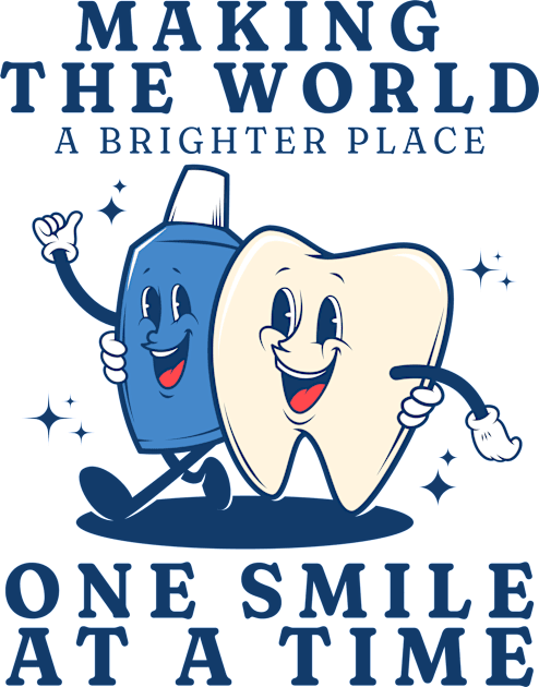 Making the world a brighter place, one smile at a time Funny Retro Pediatric Dental Assistant Hygienist Office Gifts Kids T-Shirt by Awesome Soft Tee