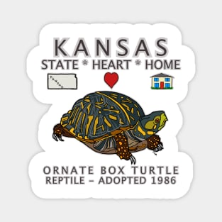 Kansas - Ornate Box Turtle - State, Heart, Home - state symbols Magnet