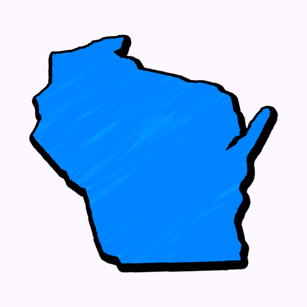 Bright Blue Wisconsin Outline by Mookle