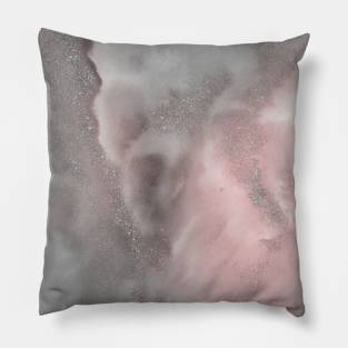 Pink and Grey Marble Glitter Sparkle Pillow