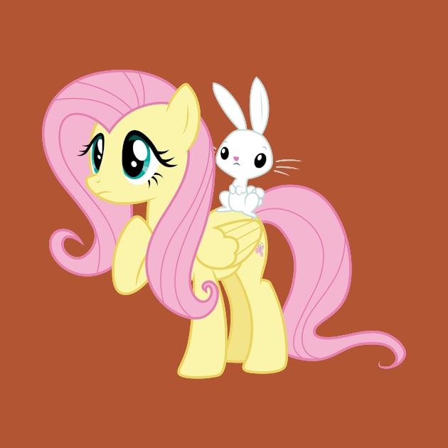 Fluttershy with Angel Bunny by CloudyGlow