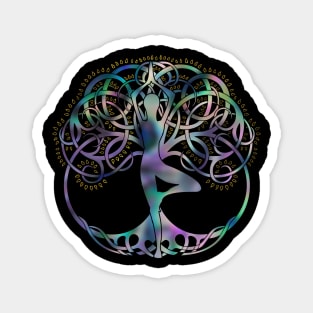 Glowing symbol for Vriksasana - Yoga Tree pose Magnet