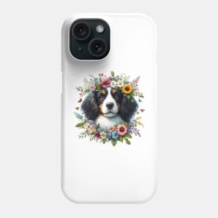 A Small Münsterländer with beautiful colorful flowers Phone Case