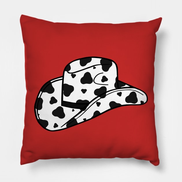 Cowboy Hat Black Cow Spots Wild West Art Pillow by SartorisArt1