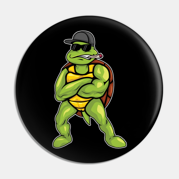 Turtle smoker cartoon character cigar tortoise sea - Turtle Smoker - Pin |  TeePublic