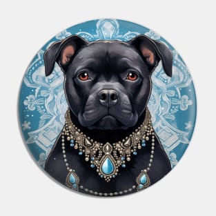 Black Staffy Jewel Pin