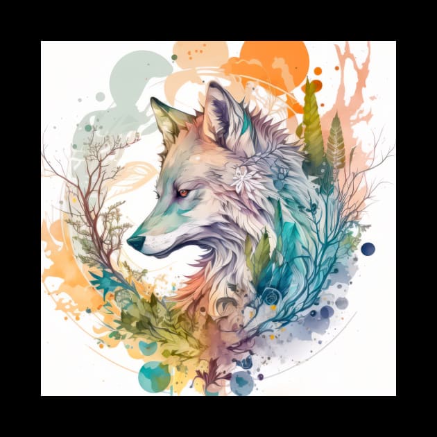 Wolf Portrait Animal Painting Wildlife Outdoors Adventure by Cubebox