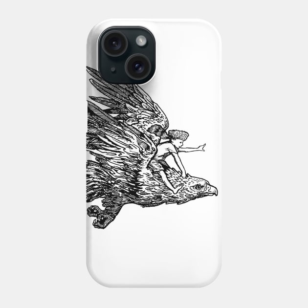 Golden Flight - Boy on Eagle Phone Case by calebfaires