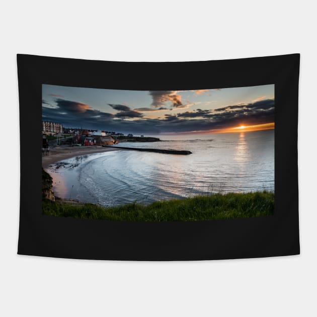 Cullercoats Harbour Sunrise Tapestry by jldunbar