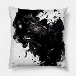 Leopard Panther Wild Nature Free Spirit Art Brush Painting Pillow