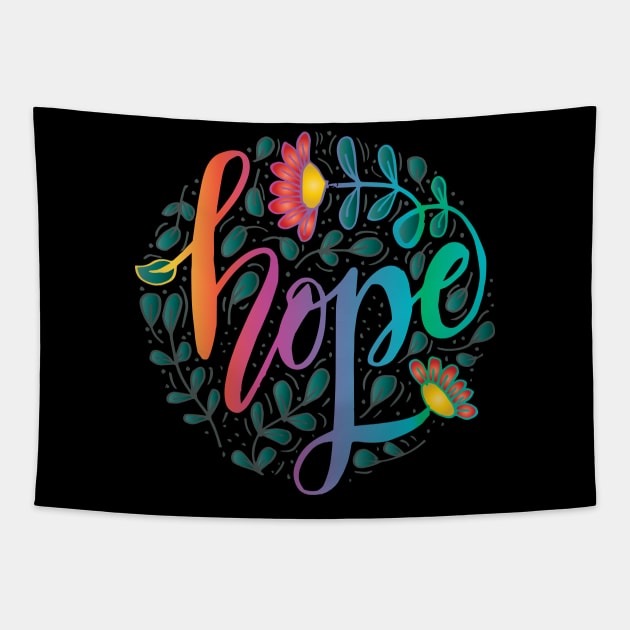 Hope hand lettering typography with floral Tapestry by Handini _Atmodiwiryo