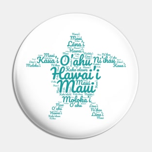 Hawaiian Islands Sea Turtle Word Art Pin