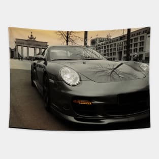 porsche 911, berlin city, brandenburg gate Tapestry