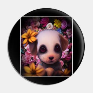 cute puppy in the middle of flowers Pin