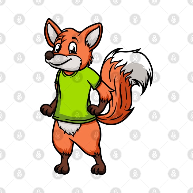 Cute Anthropomorphic Human-like Cartoon Character Fox in Clothes by Sticker Steve