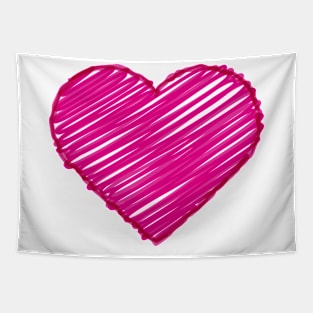 Pink Freehand Heart Intense Feelings Falling In Love Tapestry