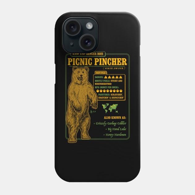 Funny Bear Fact File - Picnic Pincher Phone Case by dumbshirts
