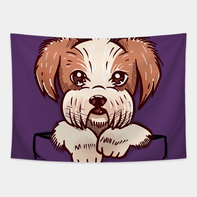 Pocket Shih Tzu Puppy Tapestry by TechraPockets