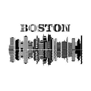 Vintage black boston skyline T-Shirt