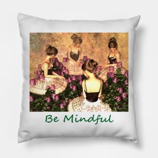 Four ballerinas taking a break among flowers, zen, yoga, buddhism Pillow