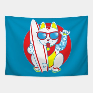 Surf Maneki Neko! Version 3 Tapestry