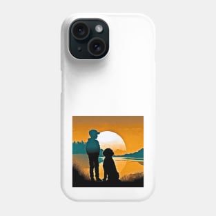 Boy and Dog Vintage Sunset Phone Case