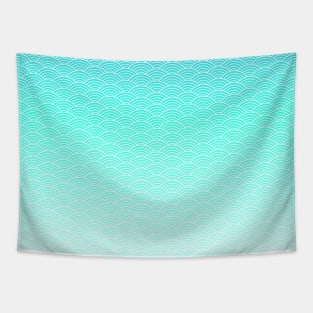 Japanese Seigaiha Light Blue Gradient Pattern Tapestry