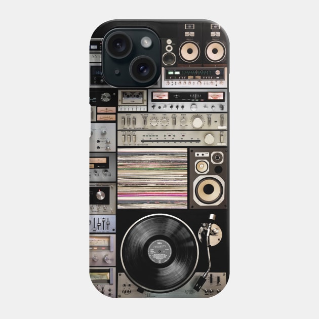 Hifidelity Vintage Music HiFi Sound system setup collage art Phone Case by bulografik