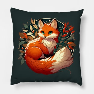 Cute adorable fox in autumn colors Pillow