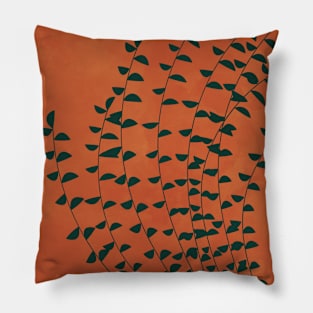 Boho Terracotta, Orange, Fern Plant Pillow