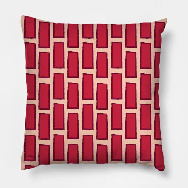 Red Rectangle Seamless Pattern 010#002 Pillow by jeeneecraftz