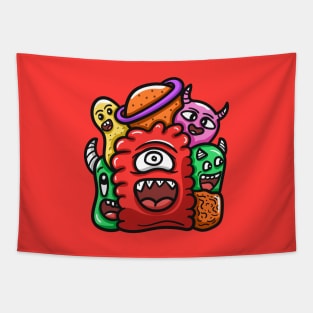 Monster Character Doodle Art Tapestry